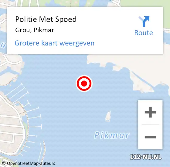 Locatie op kaart van de 112 melding: Politie Met Spoed Naar Grou, Pikmar op 23 juli 2021 01:05