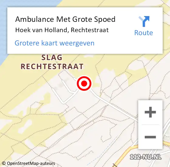 Locatie op kaart van de 112 melding: Ambulance Met Grote Spoed Naar Hoek van Holland, Rechtestraat op 23 juli 2021 01:21