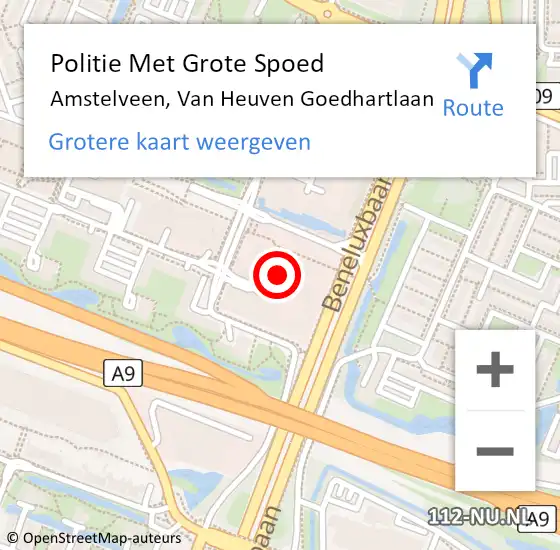 Locatie op kaart van de 112 melding: Politie Met Grote Spoed Naar Amstelveen, Van Heuven Goedhartlaan op 23 juli 2021 02:06