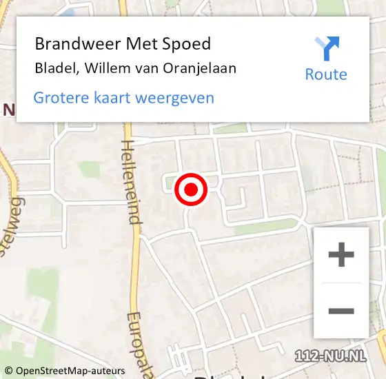 Locatie op kaart van de 112 melding: Brandweer Met Spoed Naar Bladel, Willem van Oranjelaan op 23 juli 2021 03:11