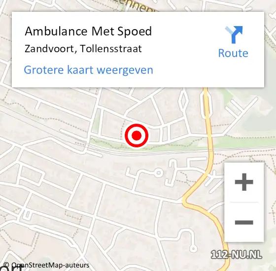 Locatie op kaart van de 112 melding: Ambulance Met Spoed Naar Zandvoort, Tollensstraat op 23 juli 2021 03:41