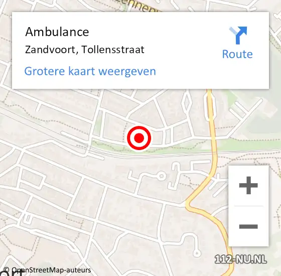 Locatie op kaart van de 112 melding: Ambulance Zandvoort, Tollensstraat op 23 juli 2021 03:44