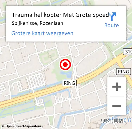 Locatie op kaart van de 112 melding: Trauma helikopter Met Grote Spoed Naar Spijkenisse, Rozenlaan op 23 juli 2021 05:03