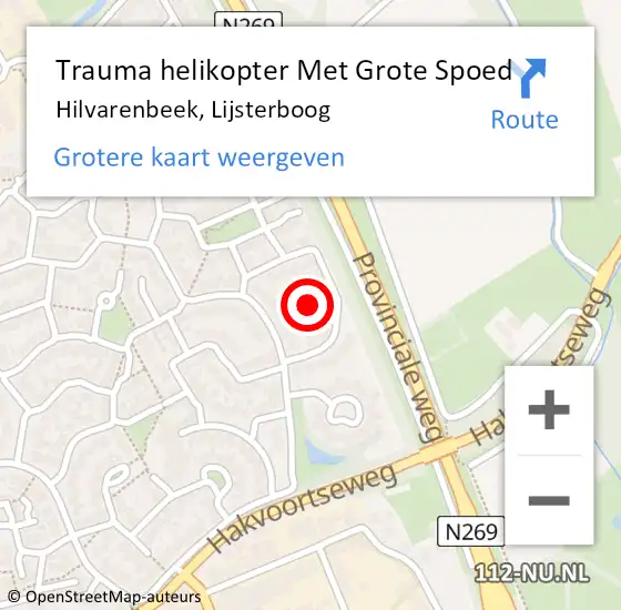Locatie op kaart van de 112 melding: Trauma helikopter Met Grote Spoed Naar Hilvarenbeek, Lijsterboog op 23 juli 2021 05:05