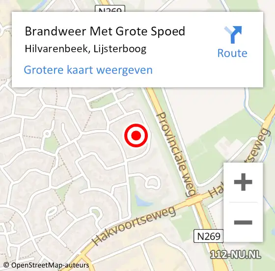 Locatie op kaart van de 112 melding: Brandweer Met Grote Spoed Naar Hilvarenbeek, Lijsterboog op 23 juli 2021 05:18