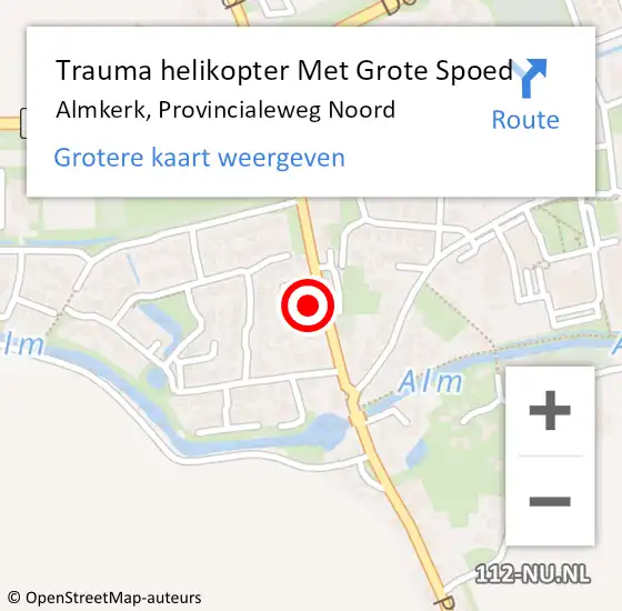 Locatie op kaart van de 112 melding: Trauma helikopter Met Grote Spoed Naar Almkerk, Provincialeweg Noord op 23 juli 2021 07:43