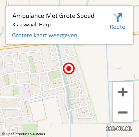 Locatie op kaart van de 112 melding: Ambulance Met Grote Spoed Naar Klaaswaal, Harp op 23 juli 2021 08:57