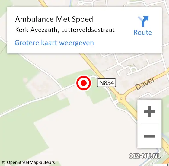 Locatie op kaart van de 112 melding: Ambulance Met Spoed Naar Kerk-Avezaath, Lutterveldsestraat op 23 juli 2021 08:59