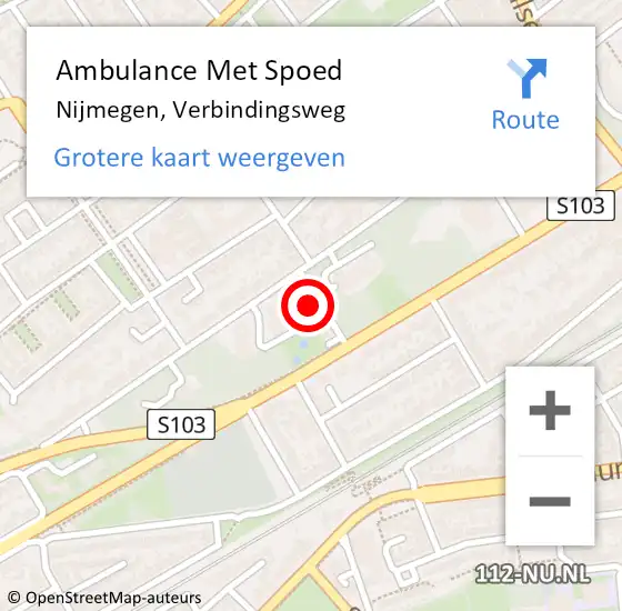 Locatie op kaart van de 112 melding: Ambulance Met Spoed Naar Nijmegen, Verbindingsweg op 23 juli 2021 09:03