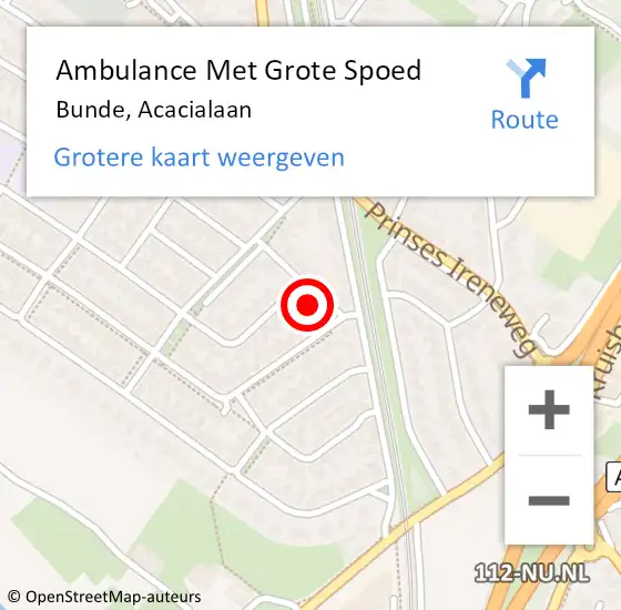 Locatie op kaart van de 112 melding: Ambulance Met Grote Spoed Naar Bunde, Acacialaan op 17 juni 2014 12:29