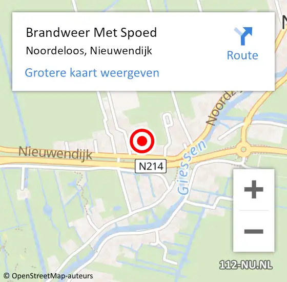 Locatie op kaart van de 112 melding: Brandweer Met Spoed Naar Noordeloos, Nieuwendijk op 23 juli 2021 09:18