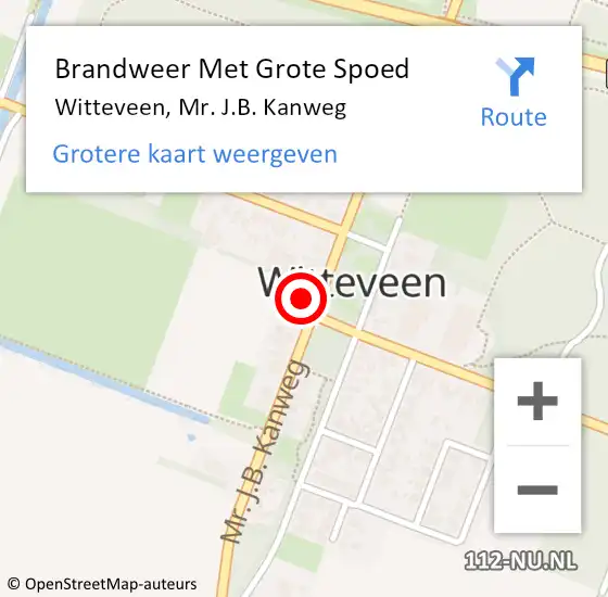 Locatie op kaart van de 112 melding: Brandweer Met Grote Spoed Naar Witteveen, Mr. J.B. Kanweg op 23 juli 2021 09:24