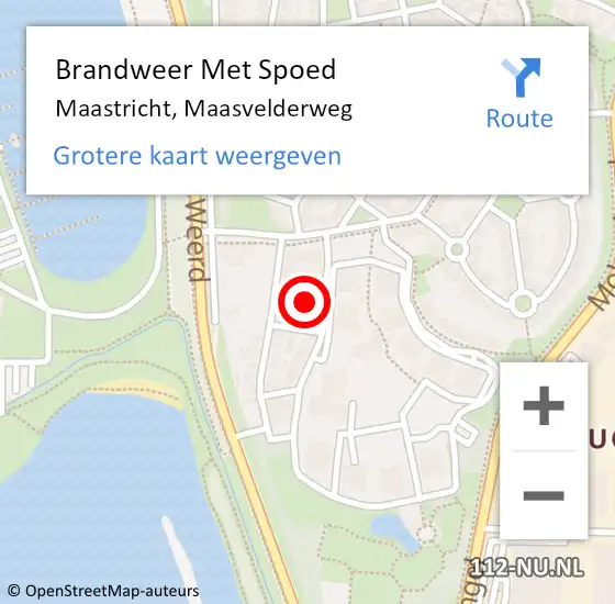 Locatie op kaart van de 112 melding: Brandweer Met Spoed Naar Maastricht, Maasvelderweg op 23 juli 2021 09:38