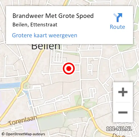 Locatie op kaart van de 112 melding: Brandweer Met Grote Spoed Naar Beilen, Ettenstraat op 23 juli 2021 10:05