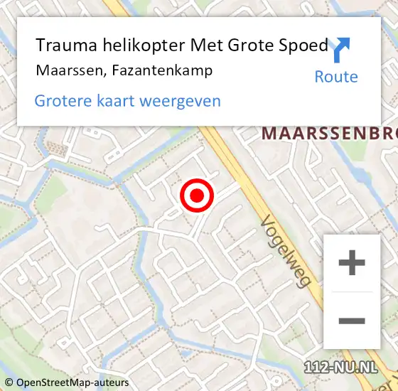 Locatie op kaart van de 112 melding: Trauma helikopter Met Grote Spoed Naar Maarssen, Fazantenkamp op 23 juli 2021 10:09