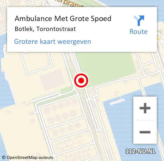 Locatie op kaart van de 112 melding: Ambulance Met Grote Spoed Naar Botlek, Torontostraat op 23 juli 2021 10:13