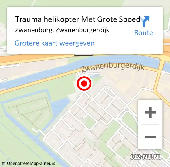 Locatie op kaart van de 112 melding: Trauma helikopter Met Grote Spoed Naar Zwanenburg, Zwanenburgerdijk op 23 juli 2021 10:13