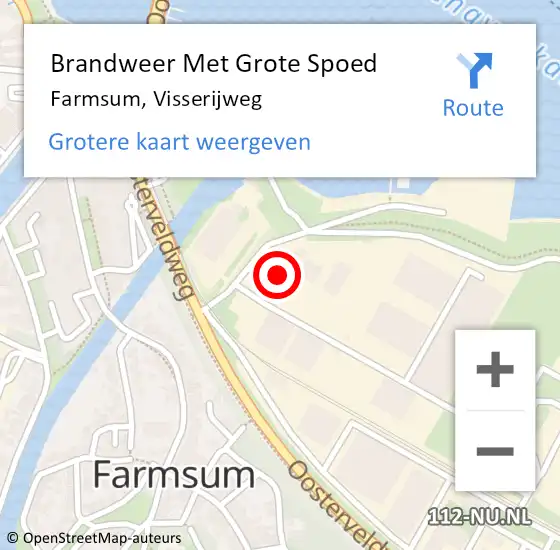 Locatie op kaart van de 112 melding: Brandweer Met Grote Spoed Naar Farmsum, Visserijweg op 23 juli 2021 10:22