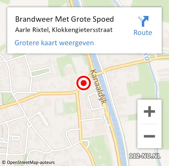 Locatie op kaart van de 112 melding: Brandweer Met Grote Spoed Naar Aarle Rixtel, Klokkengietersstraat op 17 juni 2014 12:37