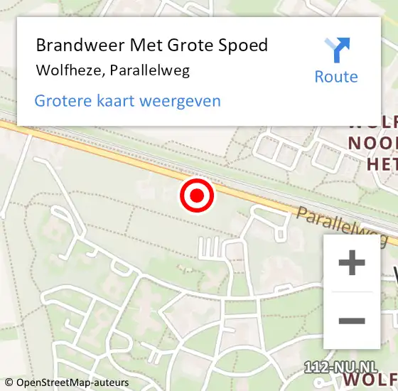 Locatie op kaart van de 112 melding: Brandweer Met Grote Spoed Naar Wolfheze, Parallelweg op 23 juli 2021 10:25