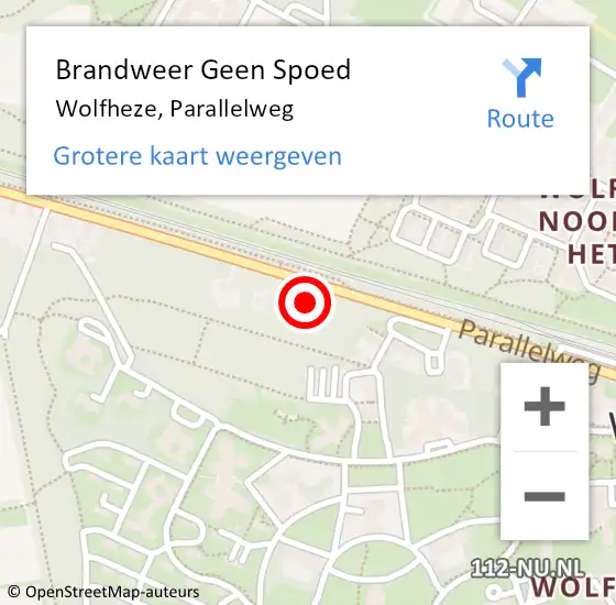 Locatie op kaart van de 112 melding: Brandweer Geen Spoed Naar Wolfheze, Parallelweg op 23 juli 2021 10:53