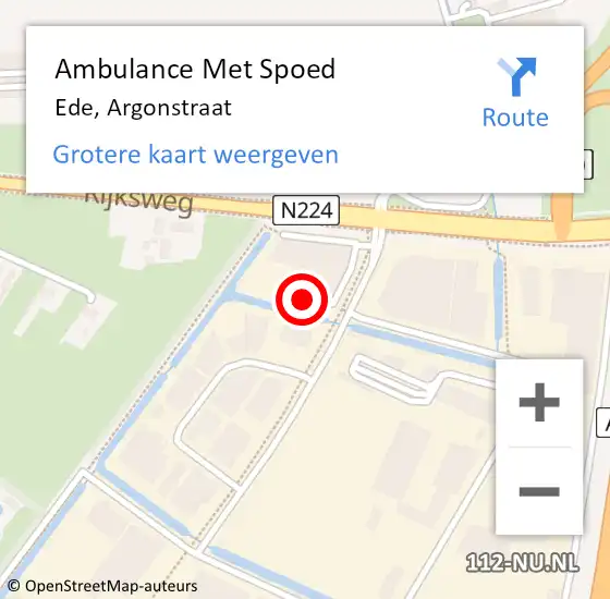Locatie op kaart van de 112 melding: Ambulance Met Spoed Naar Ede, Argonstraat op 23 juli 2021 11:02