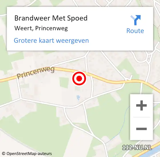 Locatie op kaart van de 112 melding: Brandweer Met Spoed Naar Weert, Princenweg op 23 juli 2021 11:11