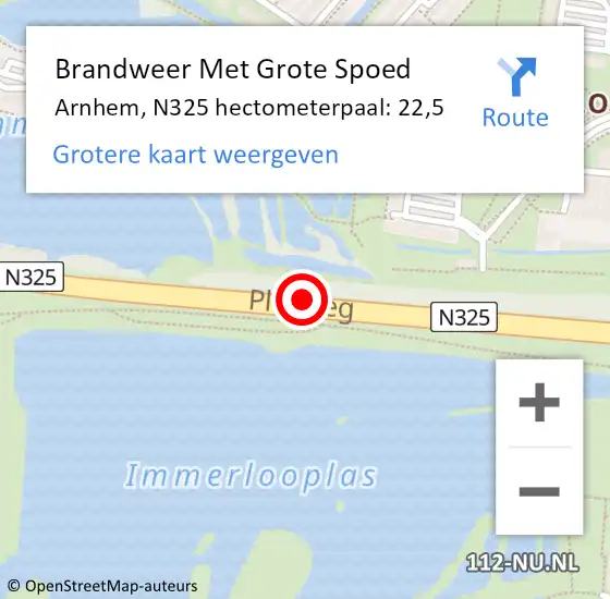 Locatie op kaart van de 112 melding: Brandweer Met Grote Spoed Naar Arnhem, N325 hectometerpaal: 22,5 op 23 juli 2021 11:36