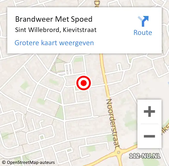 Locatie op kaart van de 112 melding: Brandweer Met Spoed Naar Sint Willebrord, Kievitstraat op 23 juli 2021 11:37