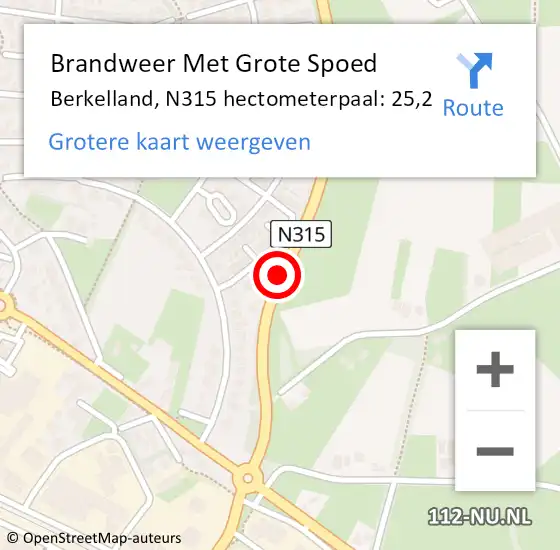 Locatie op kaart van de 112 melding: Brandweer Met Grote Spoed Naar Berkelland, N315 hectometerpaal: 25,2 op 23 juli 2021 11:40