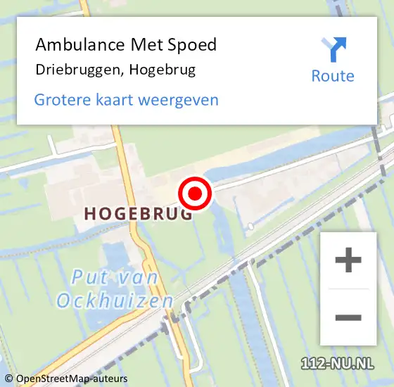 Locatie op kaart van de 112 melding: Ambulance Met Spoed Naar Driebruggen, Hogebrug op 23 juli 2021 11:45