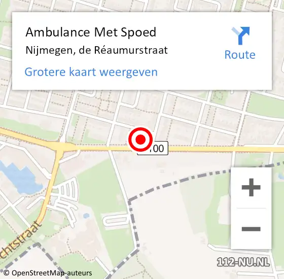 Locatie op kaart van de 112 melding: Ambulance Met Spoed Naar Nijmegen, de Réaumurstraat op 23 juli 2021 11:46