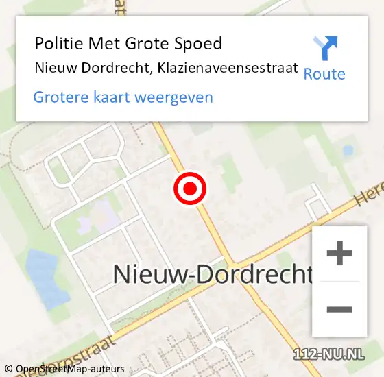 Locatie op kaart van de 112 melding: Politie Met Grote Spoed Naar Nieuw Dordrecht, Klazienaveensestraat op 23 juli 2021 11:51