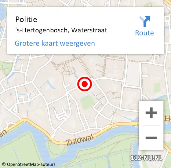 Locatie op kaart van de 112 melding: Politie 's-Hertogenbosch, Waterstraat op 23 juli 2021 11:58