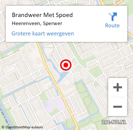 Locatie op kaart van de 112 melding: Brandweer Met Spoed Naar Heerenveen, Sperwer op 23 juli 2021 12:07