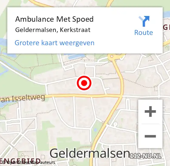 Locatie op kaart van de 112 melding: Ambulance Met Spoed Naar Geldermalsen, Kerkstraat op 23 juli 2021 12:18