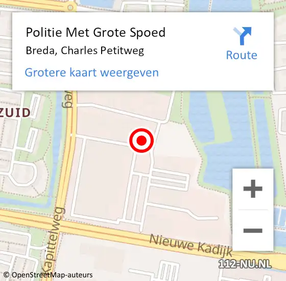 Locatie op kaart van de 112 melding: Politie Met Grote Spoed Naar Breda, Charles Petitweg op 23 juli 2021 12:18