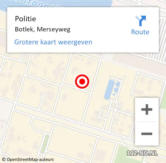 Locatie op kaart van de 112 melding: Politie Botlek, Merseyweg op 23 juli 2021 12:38