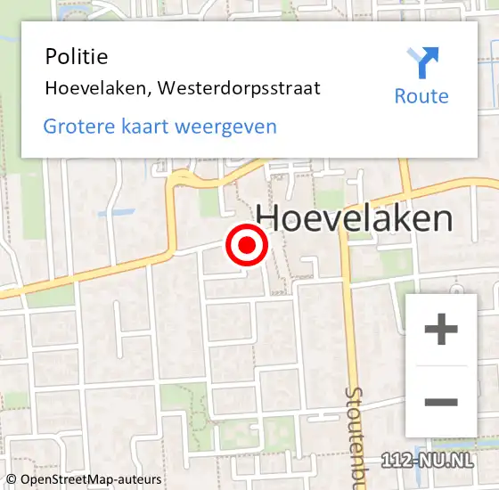 Locatie op kaart van de 112 melding: Politie Hoevelaken, Westerdorpsstraat op 23 juli 2021 12:48