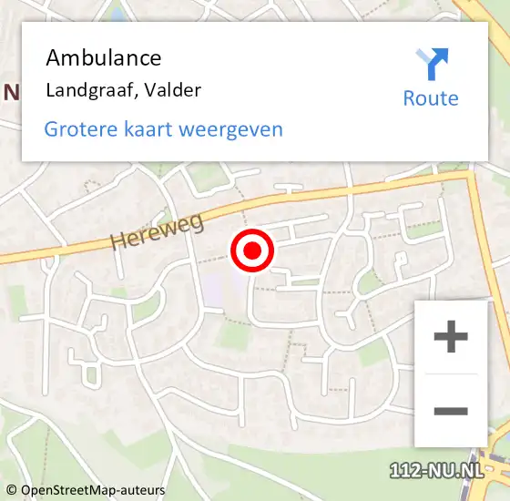 Locatie op kaart van de 112 melding: Ambulance Landgraaf, Valder op 17 juni 2014 12:50