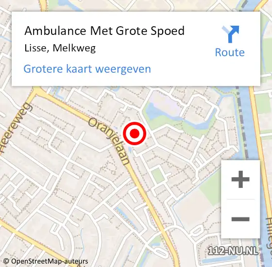 Locatie op kaart van de 112 melding: Ambulance Met Grote Spoed Naar Lisse, Melkweg op 23 juli 2021 13:08