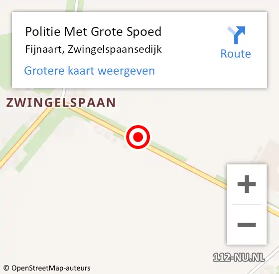 Locatie op kaart van de 112 melding: Politie Met Grote Spoed Naar Fijnaart, Zwingelspaansedijk op 23 juli 2021 13:12