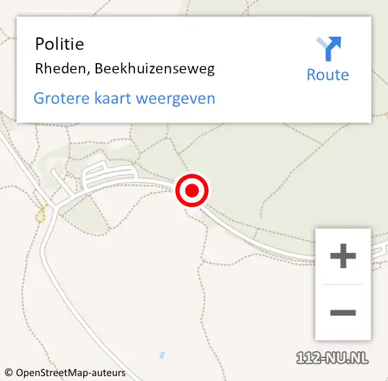 Locatie op kaart van de 112 melding: Politie Rheden, Beekhuizenseweg op 23 juli 2021 13:14