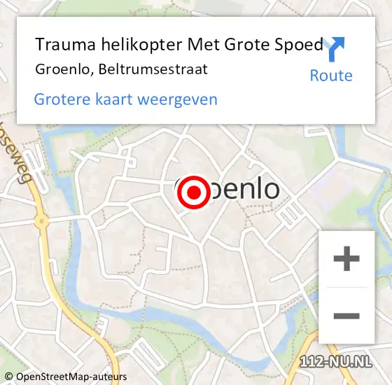 Locatie op kaart van de 112 melding: Trauma helikopter Met Grote Spoed Naar Groenlo, Beltrumsestraat op 23 juli 2021 13:32