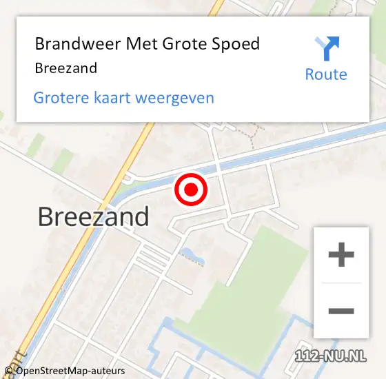 Locatie op kaart van de 112 melding: Brandweer Met Grote Spoed Naar Breezand op 23 juli 2021 13:57