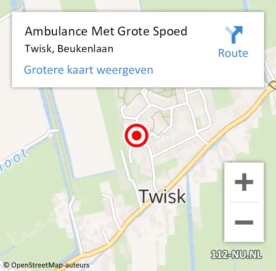 Locatie op kaart van de 112 melding: Ambulance Met Grote Spoed Naar Twisk, Beukenlaan op 23 juli 2021 14:10