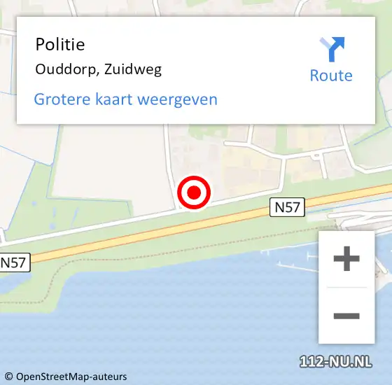 Locatie op kaart van de 112 melding: Politie Ouddorp, Zuidweg op 23 juli 2021 14:11