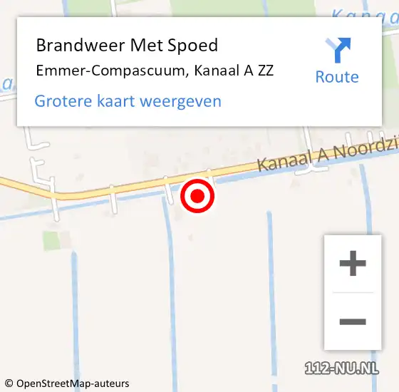 Locatie op kaart van de 112 melding: Brandweer Met Spoed Naar Emmer-Compascuum, Kanaal A ZZ op 23 juli 2021 14:13