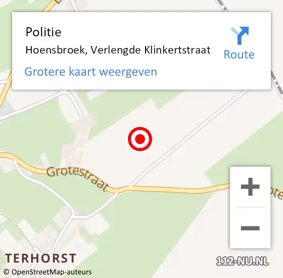 Locatie op kaart van de 112 melding: Politie Hoensbroek, Verlengde Klinkertstraat op 23 juli 2021 14:17