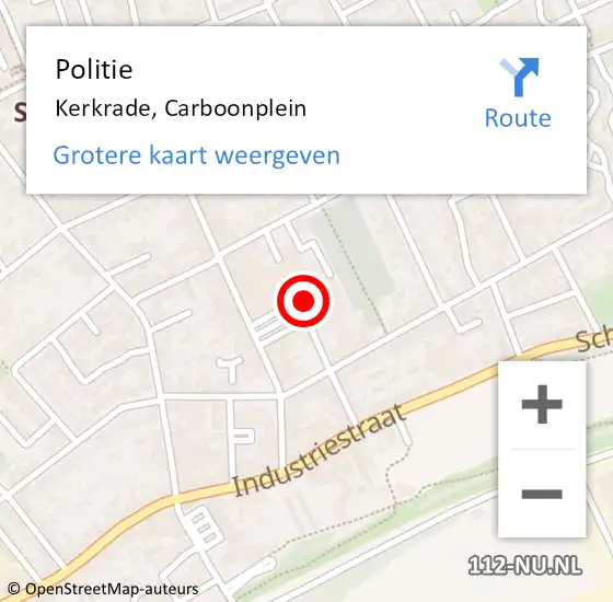 Locatie op kaart van de 112 melding: Politie Kerkrade, Carboonplein op 23 juli 2021 14:18